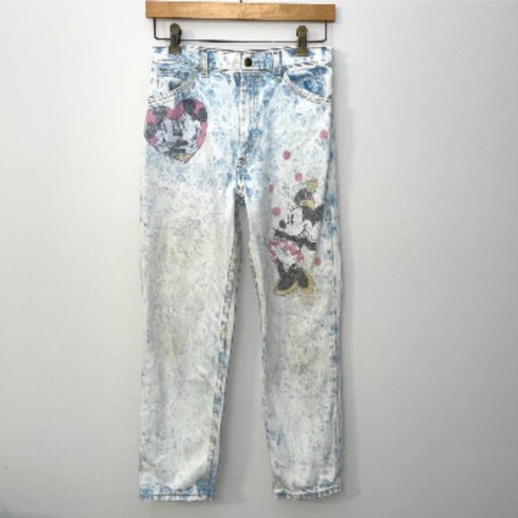 Vintage Mickey & CO. Girls Minnie Jeans Size 14 Acid Wash - Picture 1 of 12